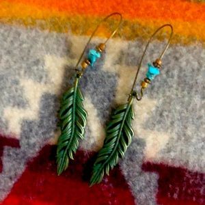 Boho Leaf Drop Earrings with Beads~Gorgeous! 🍃